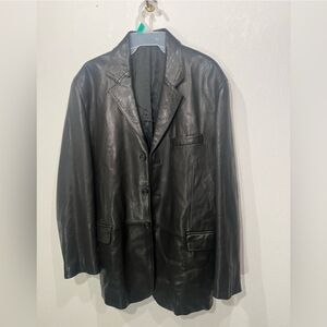 Ralph Lauren Black Lambskin Button Up Jacket Men's Size 40R